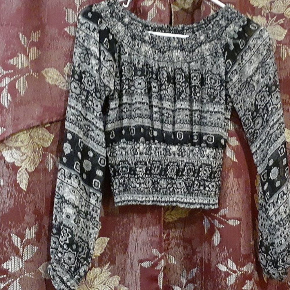 Max Rave Sheer Blouse Cropped Top Size XS
